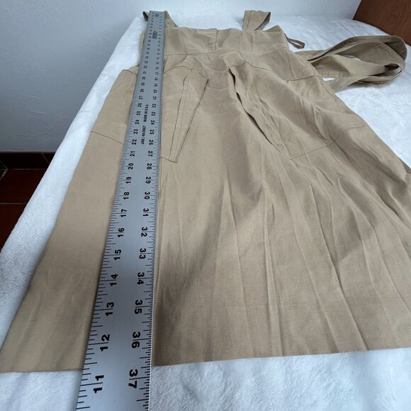 Elie Tahari Womens Beige Sleeveless Dress Size 8 Tie-Back Asymmetric Pockets - Picture 9 of 10